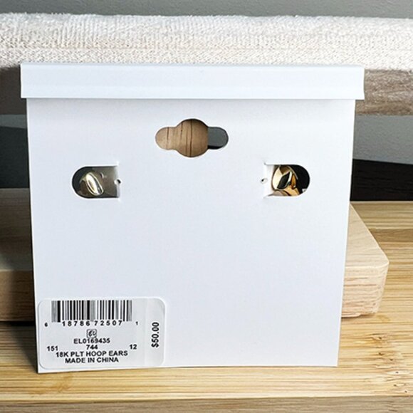 And Now This 18K Gold Over Brass C Hoop Chunky Earrings NWT - Picture 5 of 5